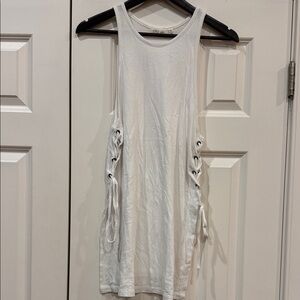 White Sleeveless beach cover-up with Side Ties